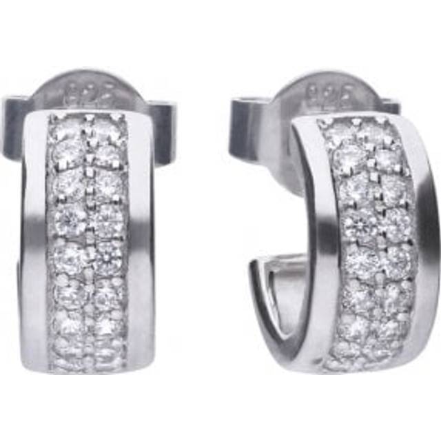 Diamonfire Silver White Zirconia Half Creole Earrings E5606