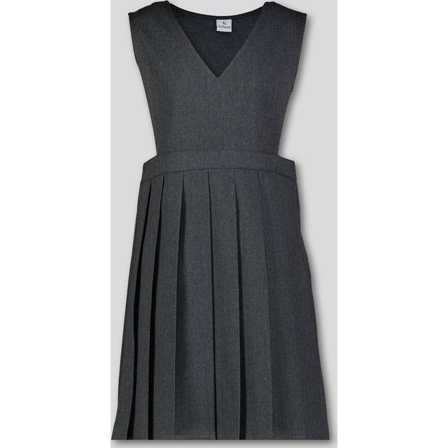 Grey V-Neck Pleated Pinafore Dress 3 years