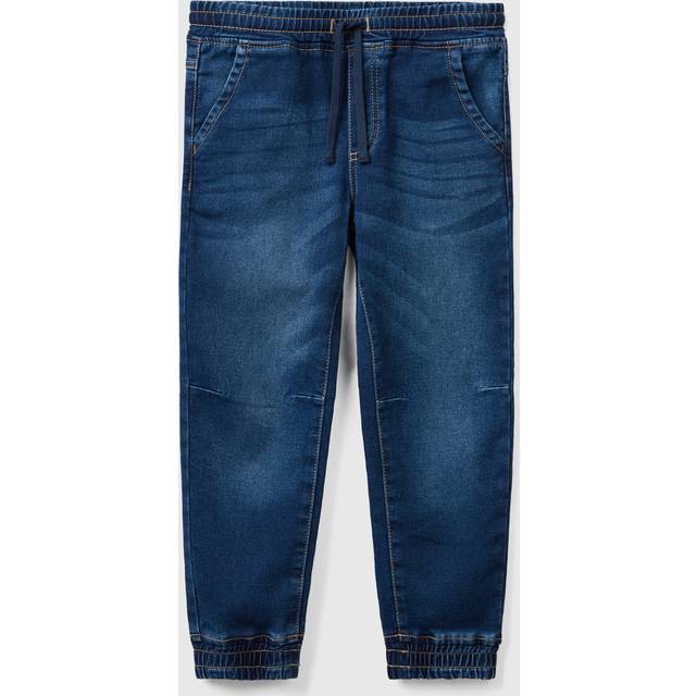 Benetton Blue Denim Kids Elasticated-waist Soft-feel Stretch-denim Jeans 6-14 Years 10-11 - BLUE DENIM