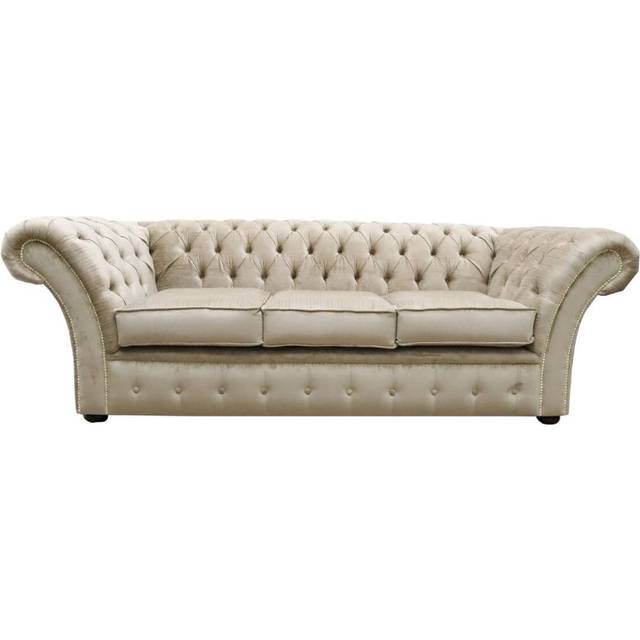 Chesterfield 3 Seater Sofa Settee Azzuro Fudge Fabric In Balmoral Style - Brown