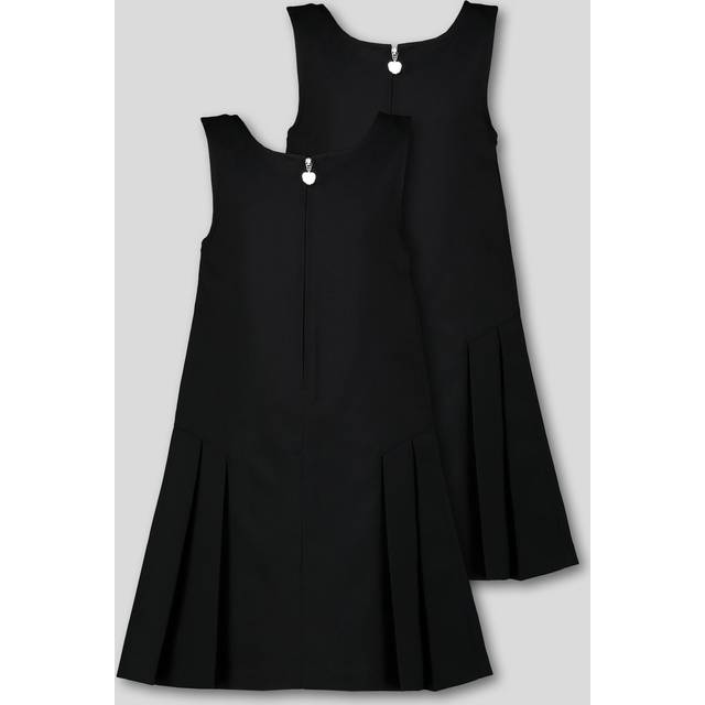 Black Zip Front Pleated Pinafores 2 Pack 7 years