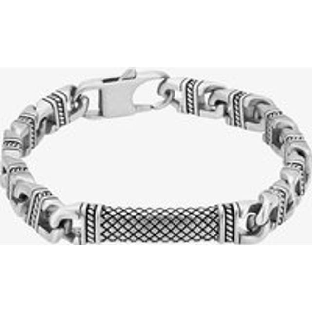 Bourne and Wilde Mens Textured Curb Link Bracelet UR27-01 - Silver
