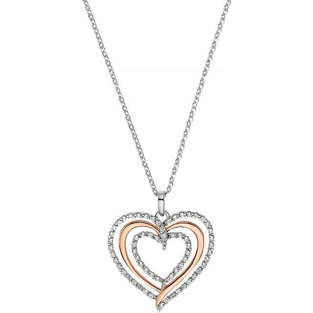 Silverhalsband - tre hjärtan, 45 cm