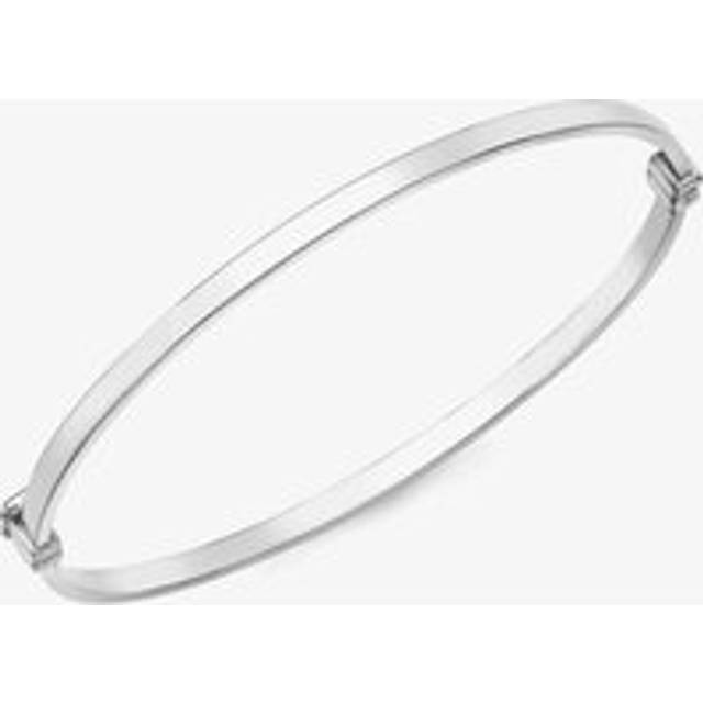 9ct White Gold Plain Oval Hinged Bangle 5.31.2111 - Silver