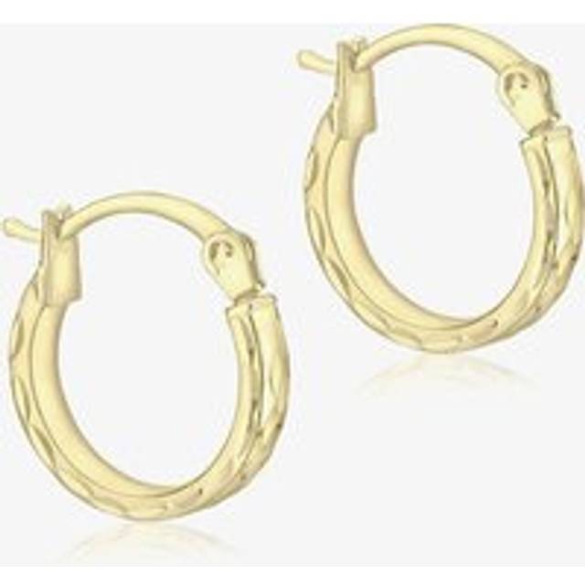 9ct Gold 10mm Diamond Cut Pine Hoop Earrings 1.51.1559
