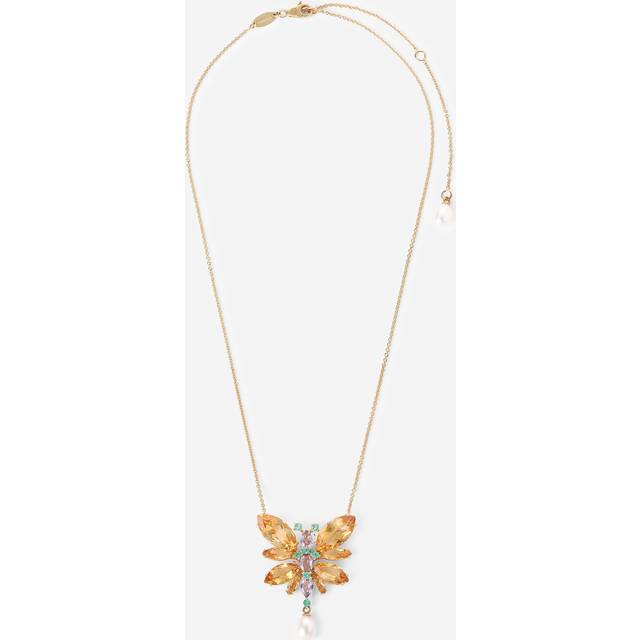 Dolce & Gabbana Butterfly Necklace 18-carat Yellow Gold And Citrines - Woman Necklaces Gold Gold Onesize