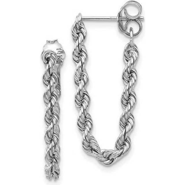14K White Gold Rope Chain Dangle Post Earring