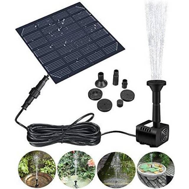Solar Fountain Pump, GOCHANGE 1.2W 180L/H Solar Pond Pump, Solar Panel Water Feature Pump, for Garden, Pool, Pond, Aquarium, Fountain, with 4 Nozzle