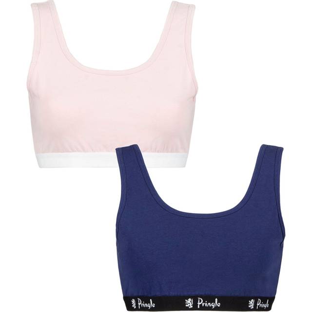 Women's 2 Pack Pringle Smooth Silhouette Non-Wired Cotton Bralettes Pink / Navy S - Multi Coloured