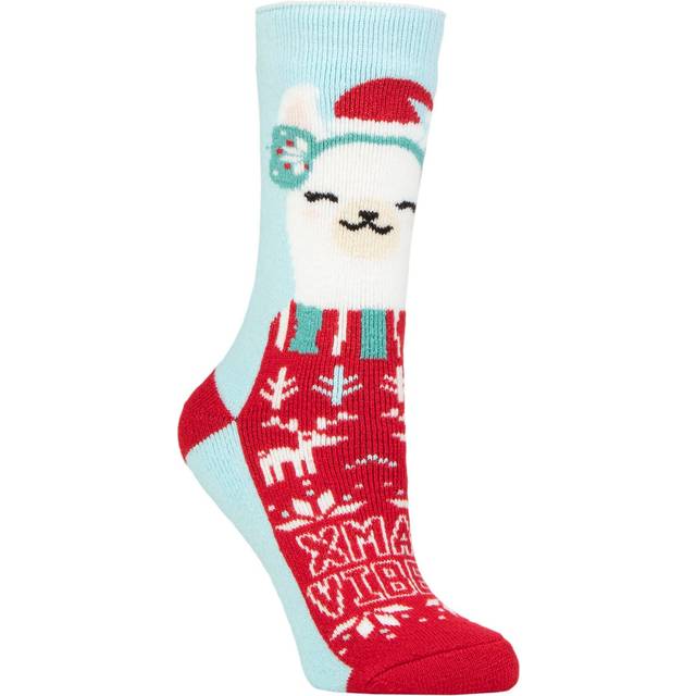 Women's 1 Pair SOCKSHOP Heat Holders Lite Christmas Socks Cosy Alpaca 4-8 - Multi Coloured