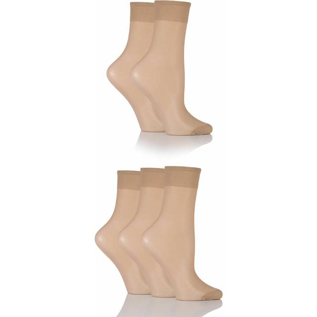 Women's 5 Pair Elle 15 Denier Ankle High Socks Nude 4-8 - Skin Tones