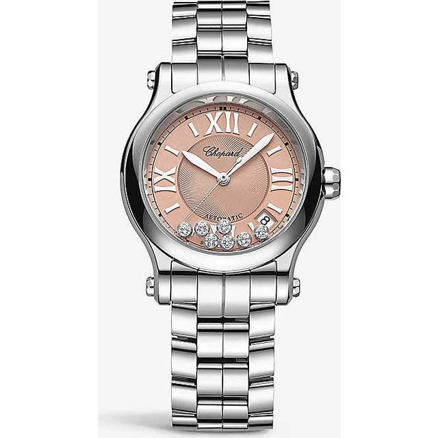 Chopard Womens Stainless Steel 278559-3025 Happy Sport Stainless-steel and 0.35ct Diamond Self-winding Mechanical Watch 36mm - stainless steel
