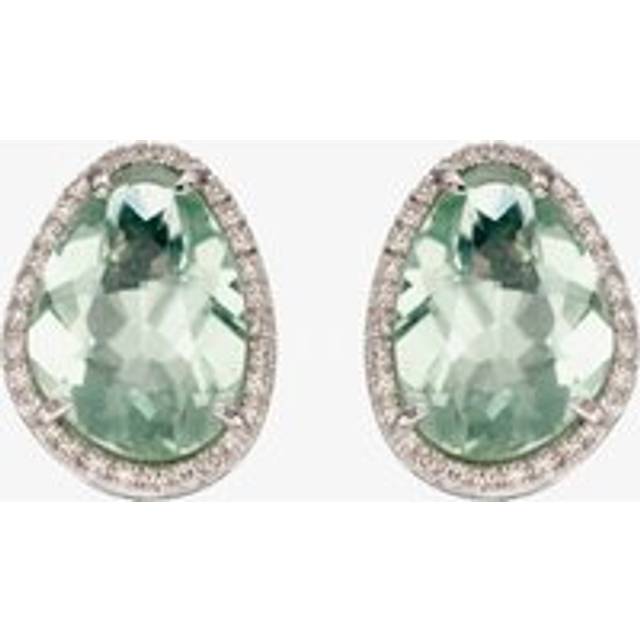 9ct White Gold Pear Cut Green Fluorite & Diamond Stud Earrings GE2341G - Silver