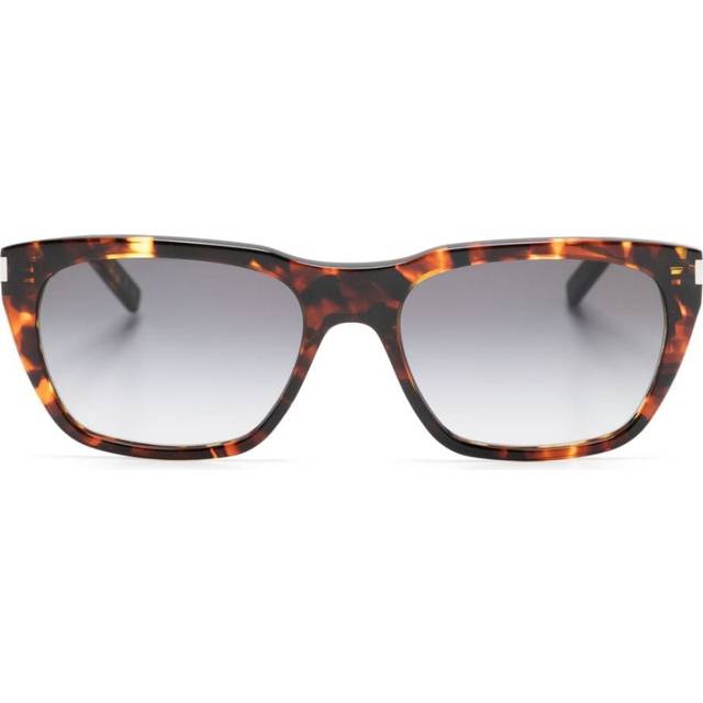 Saint Laurent Eyewear - tortoiseshell-effect rectangle-frame sunglasses - men - Recycled Acetate - 56 - Brown