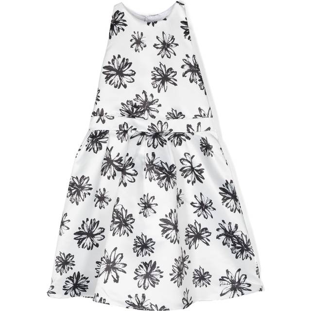 Pinko Kids - floral-print ribbon-detail dress - kids - Polyester/Cotton - 12 yrs - White