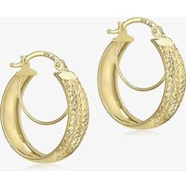 9ct Yellow Gold Diamond Cut Double Hoop Earrings 1.51.2219
