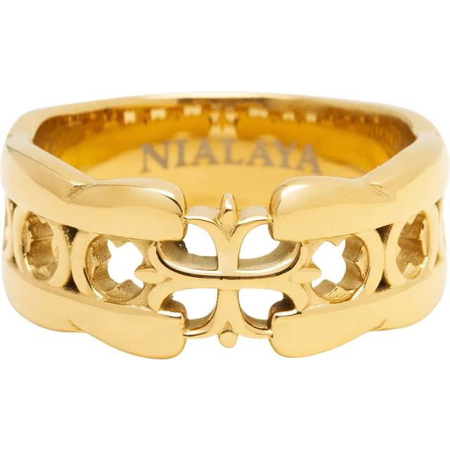 Nialaya Men's Cross Band Ring With Gold Plating Herr Ringar Stl. 10 - Från Magasin (10)