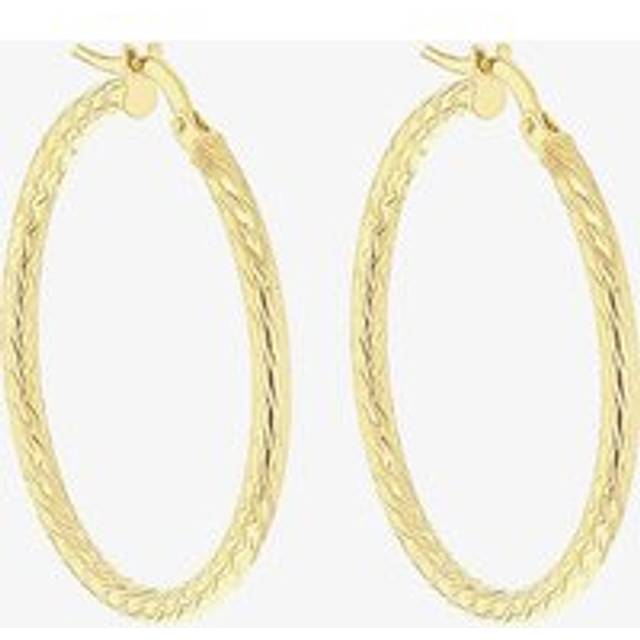 9ct Yellow Gold 30mm Diamond Cut Creole Earrings 1.53.4819