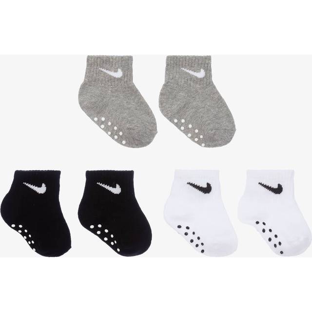 Nike Boys White, Black & Grey Cotton Logo Baby Socks (3 Pack) - 6-12 month