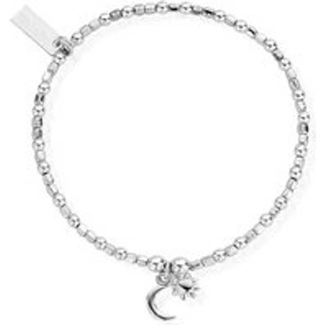 ChloBo Sterling Silver Mini Cube Dainty Moon & Sun Bracelet - Sterling Silver