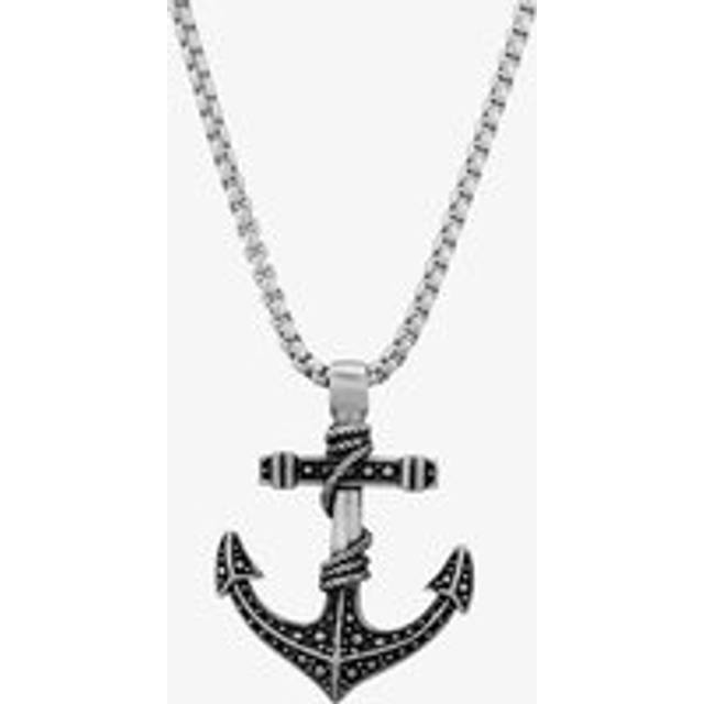 Bourne and Wilde Mens Oxidised Anchor Necklace OSN-1730S-BX - Silver