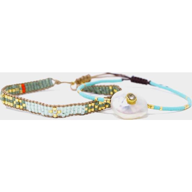 Pearl String Bracelet | Pearl/Turquoise - Yellow/Gold