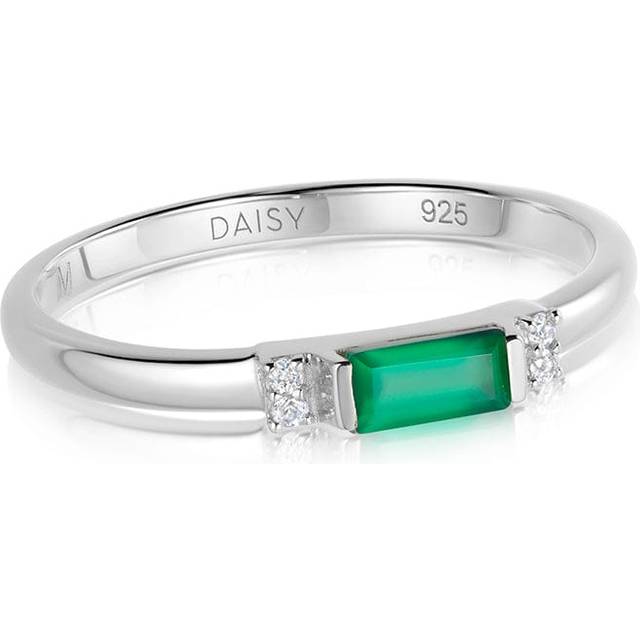 Beloved Fine Green Onyx Band Sterling Silver Ring JR02_SLV / Size S