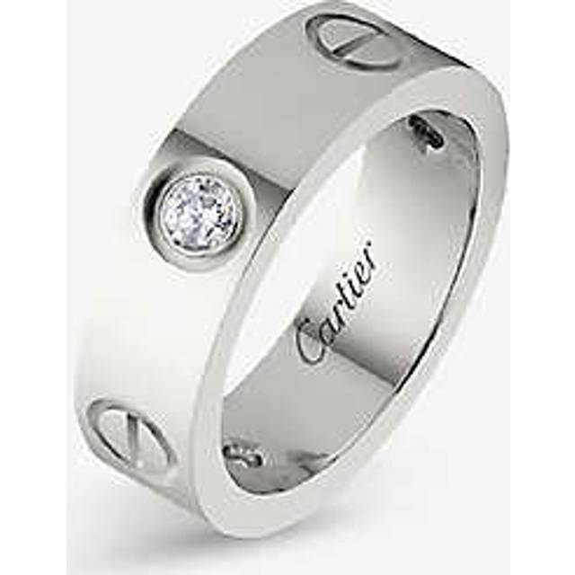 Cartier Womens White Love 18ct White-gold and 3 Diamonds Ring 58mm - WHITE