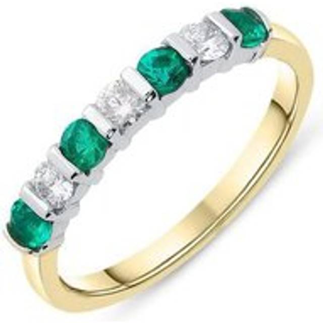 18ct Yellow Gold 0.33ct Emerald Diamond Bar Set Ring - Option1 Value Yellow Gold