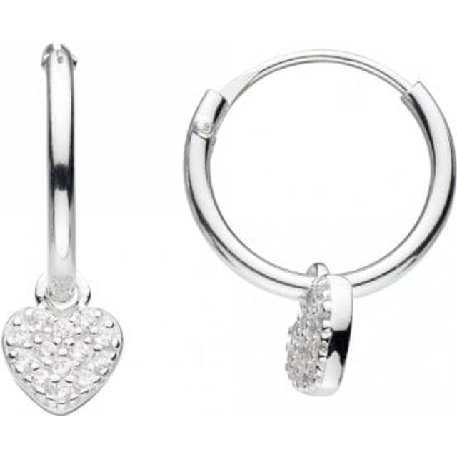 Heart Zirconia 12mm Sleeper Hoop Earrings 58762CZ