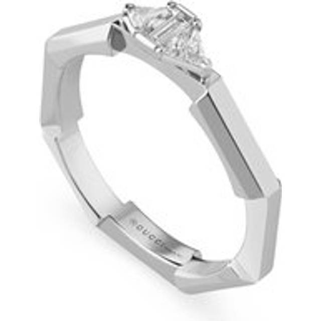 Gucci Link to Love 18ct White Gold Diamond Baguette Three Stone Ring - P