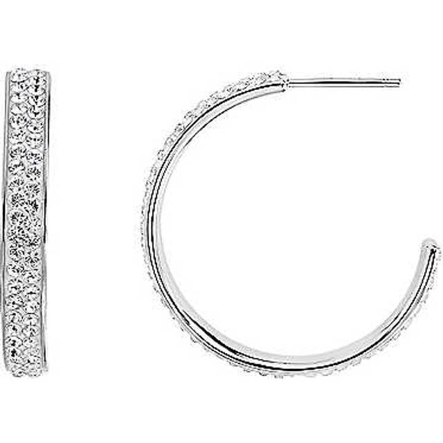 Evoke Sterling Silver Crystal 27mm Hoop Stud Earrings