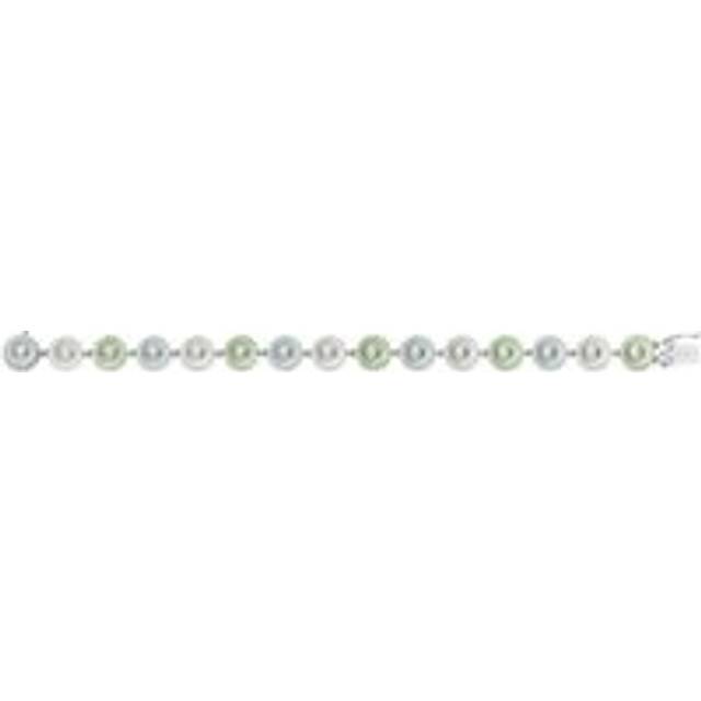 Georg Jensen Stine Goya Daisy Sterling Silver Green and White Enamel Bracelet - S/M