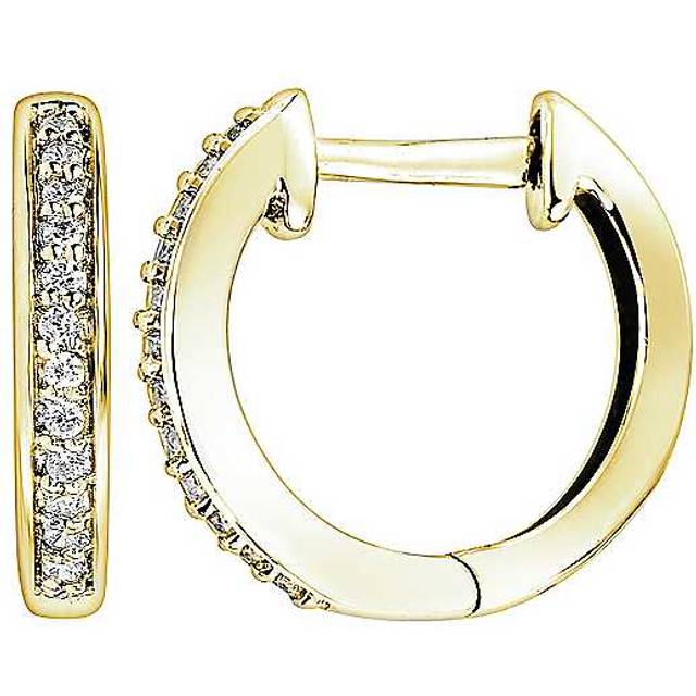 9ct Yellow Gold 0.10ct Diamond Huggie Hoop Earrings