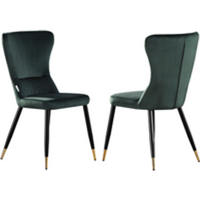 Life Interiors Set Of 2 New York Velvet Dining Chairs Upholstered For Dining Room Kitchen Restaurant Office, Green/gold, Green
