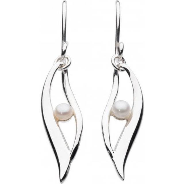 Dew Sterling Silver Freshwater Pearl Twist Drop Earrings 58019FP001