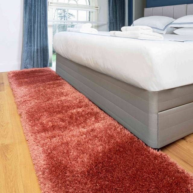 Deluxe Thick Soft Terracotta Shaggy Hall Runner Rug - Whistler - 60cm x 240cm Runner - Orange