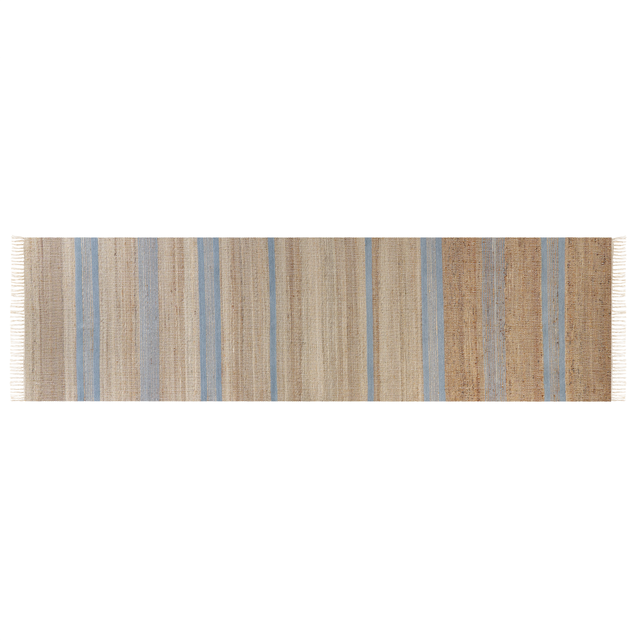 Jute Runner Rug 80 x 300 cm Beige and Light Blue TALPUR