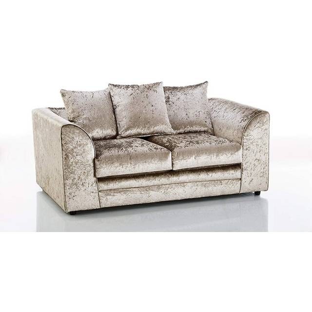 (Champagne, 2 seater) Leo Crushed Velvet 3 & 2 Seater Sofa Set