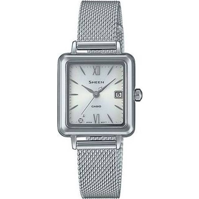 CASIO SHEEN Solar Powered Waterproof Quartz Sapphire Crystal Silver Analog SHS-D400M-7APRD - Free