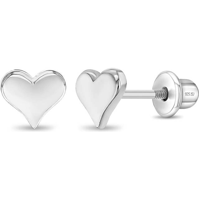 Polished Heart Baby / Toddler / Kids Earrings Screw Back - Sterling Silver