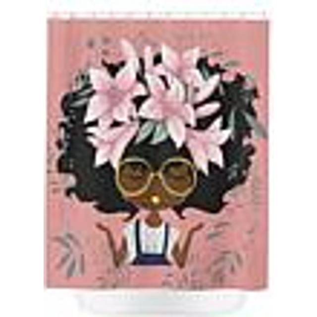 Plus Size Pardon My Fro Lily Shower Curtain, Pink, N/S - Ashley Stewart (N/S)