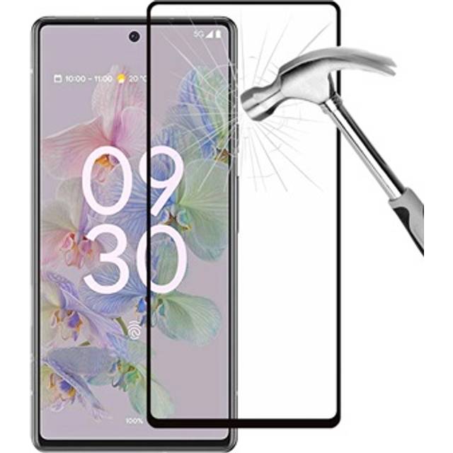 Heltäckande Google Pixel 6a Härdat Glas Skärmskydd - 9H - Svart