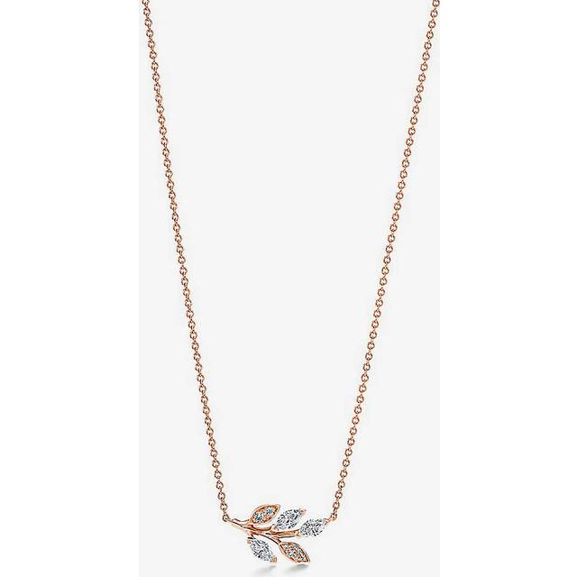 Tiffany & Co Womens 18k Rose Gold Vine 18ct Rose-gold and 0.31ct Brilliant- Marquise-cut Diamond Pendant Necklace 1 Size - 18K ROSE GOLD