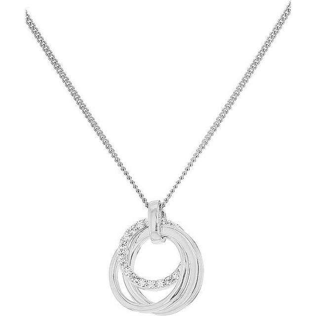 Tuscany Silver Sterling Rhodium Plated Cubic Zirconia Linked-Rings Adjustable Necklace