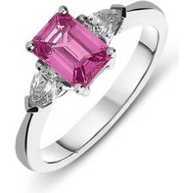 18ct White Gold 1.14ct Pink Sapphire and Diamond Trilogy Ring - Option1 Value White Gold