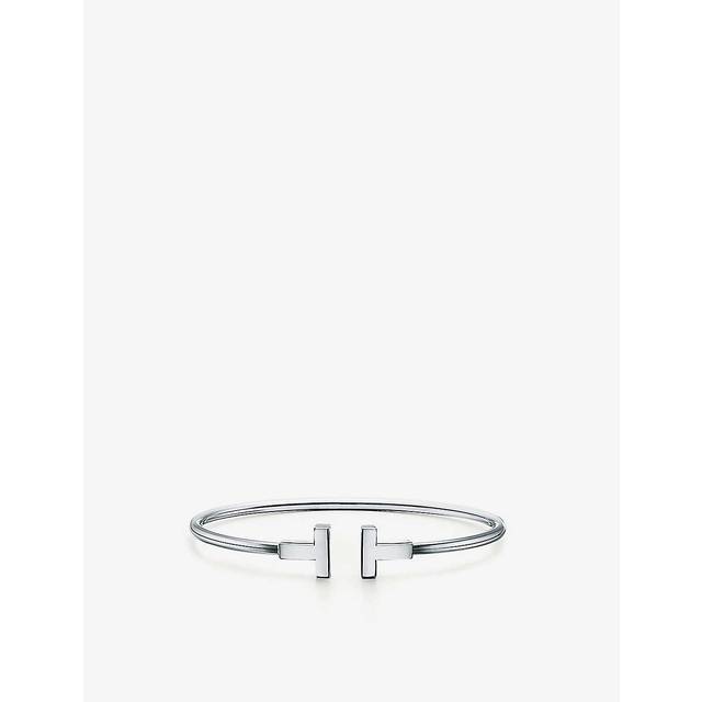 Tiffany & Co Womens White T Wire 18ct White-gold Bracelet S - WHITE