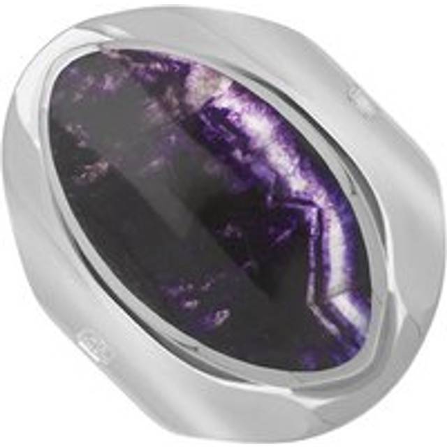 9ct White Gold Blue John Hallmark Medium Oval Ring - Gold