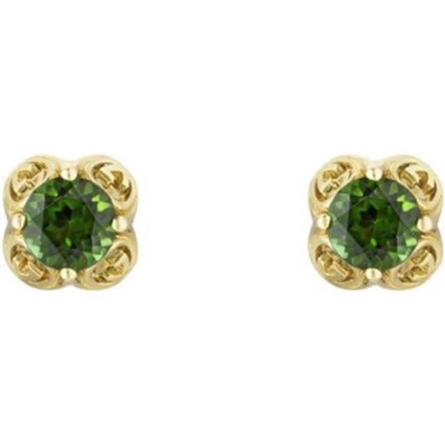 Gucci Interlocking 18ct Yellow Gold Tourmaline Stud Earrings D - Gold