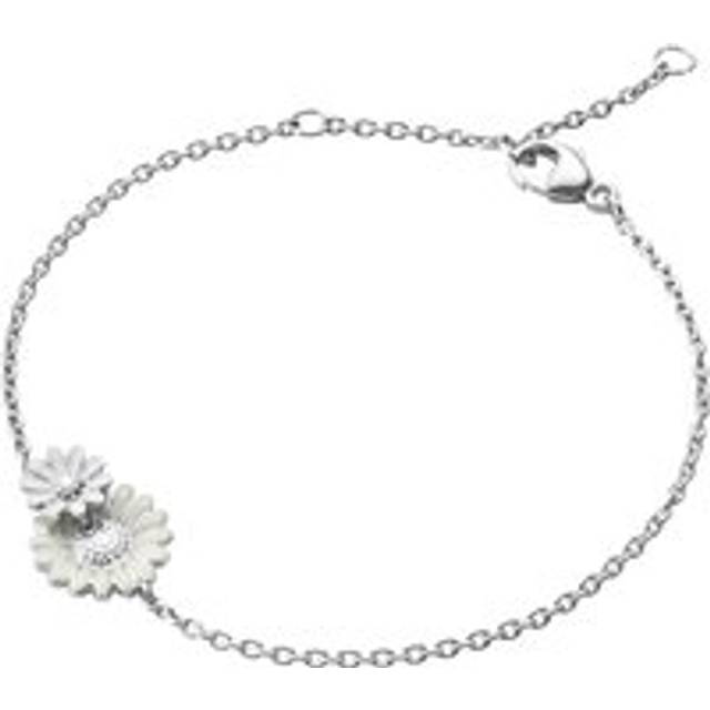 Georg Jensen Stine Goya Daisy Sterling Silver White Enamel Chain Bracelet - Silver